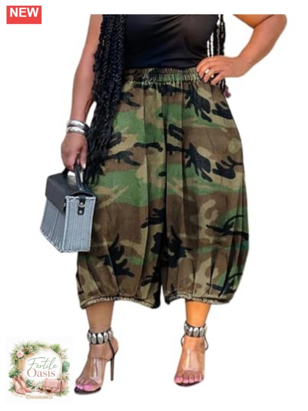 Cargo Wide Leg Cropped Barrel Pants Polyester Spandex